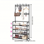 Ruumikas multifunktsionaalne hoiureiul &ndash; 60 cm lai, 4/5 kihti, 8 topeltkonksu, mitmeotstarbeline riidepuu, ise kokkupandav &ndash; ideaalne elutuppa, vannituppa Black Four Layers-23.62inch*10.24inch*61.02inch