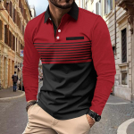 Kevad S&uuml;gis Polos&auml;rgid Mood Tasku Meeste Spordi Pikkade Varrukatega Polos&auml;rk XXXL burgundiapunane