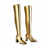 Naiste k&otilde;rge kontsaga saapad seksikad euroopa stiilis s&uuml;gistalvised uued paksud kontsad kuldsed suured &uuml;le p&otilde;lve saapad 34 kuldne