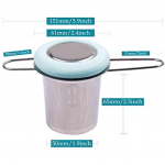 Roostevabast terasest teeleotis kokkupandava k&auml;epidemega &ndash; &uuml;lipeenest v&otilde;rgust teefilter koos kaanega lahtise tee jaoks (Helesinine) 14x10x7cm