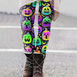 Naiste mood Halloweeni tr&uuml;kitud venivad retuusid vabaaja kodup&uuml;ksid XL