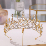 Kuldne Pruudi Kroon Printsess Peakate S&uuml;nnip&auml;ev Rhinestone Peapael Pulma Juuksekaunistused P&auml;rl Pruudi Tiaarad Vintage Peakate Headbands