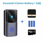 WiFi uksekell Smart Home 720P HD juhtmeta telefoni uksekell kaamera turvavideo sisetelefon IR &ouml;&ouml;n&auml;gemine With Chime Battery 16G Card hall