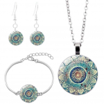 Ehtekomplekt Cabochon Mandala Kaelakee Naiste Ripats K&otilde;rvar&otilde;ngad Klaasist K&auml;ev&otilde;ru Kingitus
