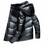 Talvine meeste paks soe kapuutsiga 90 % valge pardi sulejope veekindel l&uuml;hike mantel M