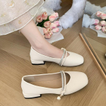 Moodne Naine Elegantne Suvine Prantsuse Ruudukujulise Ninaga Rohelised Mary Janes Armsad Vabaaja Kingad Naiste Retro Kingad Madala Kontsaga Pehme Tallaga Kingad 35 beež