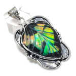 Natural Dichroic Glass Gemstone 925 Sterling Silver Jewelry Pendant 2.29 v0s02