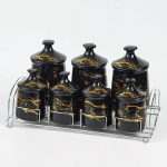 Keraamiline &otilde;hukindel purk Niiskuskindel hoiupaak 7-osaline komplekt K&ouml;&ouml;gis hoidmise korraldaja teravilja hoiupudel kommipurk Tee Caddy must