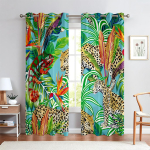 Loomaprindiga Kardinad Vihmametsas, Poolpimendavad, Kardinakangas Taskuga Kardinad K&ouml;&ouml;ki, Kohvikusse, Elutuppa, Kodu Dekoreerimiseks W50xH140(CM)x2PCS&Grommet Top gray