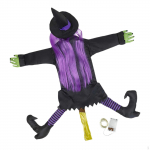 Lighted Crashing Witch into Tree Halloween Flying for Patio violet hair