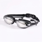 Ujumisprillid meestele Naistele Uduvastane UV Retseptiga veekindel silikoonist reguleeritav basseini prillid T&auml;iskasvanutele Lastele Sukeldumisprillid must