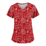 Naiste moe j&otilde;ulutr&uuml;kiga l&uuml;hikeste varrukatega V-kaelusega v&auml;ike t&ouml;&ouml; T-s&auml;rk XXL tumesinine