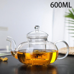 Kuumuskindel klaasist teekann, klaasist teekann infuseerijaga teelehe &uuml;rdi-kohvikannu teekomplekt Praktiline pudel, lilledega teetass 600ML
