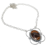 Bronzite Jasper Handmade 925 Sterling Silver Jewelry Necklace 18 y7c62