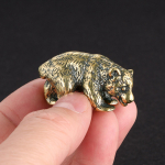 Brass 3D Bear Crafts Decor Small Animal Statue Figurine 4 x 2.1 cm Copper Collectible for