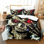 Mood 3D Prindiga Skelett Anime OVERLORD Voodipesukomplekt &Uuml;he Kaheinimesevoodi T&auml;issuuruse Kuninganna Kuningsuuruse Voodikomplekt T&auml;iskasvanud Laps Magamistuba Tekikottide Komplektid 70x133cm 2pcs