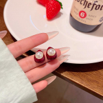 Prantsuse Retro Red Drip Glaze Teardrop Pearl k&otilde;rvar&otilde;ngad &ndash; elegantsed ja mitmek&uuml;lgsed naiste ehted. A1983 kuld