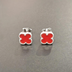 925 Sterling H&otilde;be Mitmev&auml;rviline Nelja Lehega Lillekujuline Naelk&otilde;rvar&otilde;ngas Plaatina 7mm Malahhiit K&otilde;rvar&otilde;ngas punane