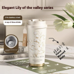 Lily Of The Valley Design Travel kaasaskantav lekkekindel Sippy Cup kohvitass roostevabast terasest autotass k&uuml;lmatass Handy Cup 500ml