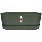 ELHO Jardini&egrave;re ovale GREENVILLE - &Oslash;49 x 19,8 x 18,4 cm - Plastique recycl&eacute; - R&eacute;sistant au gel - Leaf Green