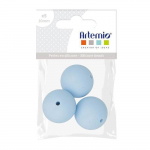 Perles rondes en silicone - ARTEMIO - 15 mm - Bleu Pastel - Lot de 3 - Mixte