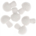 6 champignons en bois paillet&eacute;s blanc