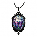 Butterfly Pendant Necklace for Women Retro Alloy Purple Butterfly Dangle Necklace Female Jewelry Gift for Dating Daily Wear lilla