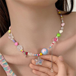 Boheemlaslikus stiilis helmestest kaelakeed naistele t&uuml;drukutele, magus tutiga viieharuline t&auml;he ripats, rangluu choker, ehted, kingitused 1pc