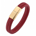 Mood Punutud Meeste K&auml;ev&otilde;ru Punane Nahast K&auml;ev&otilde;ru Roostevabast Terasest Kinnis Naiste Ehted Kingitus BB0236 165mm punane