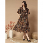 Naiste A-line tr&uuml;kitud V-kaelusega maksikleit peokleit, tuunika l&auml;&auml;ne kleit VGF-3122 S