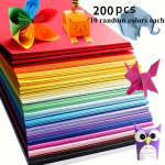 200 tk Premium kartongist paberikomplekt, 10 erksat v&auml;rvi, ideaalne origami jaoks, kunstiks ja k&auml;sit&ouml;&ouml;ks, kontoritarbed, v&auml;ljal&otilde;igete raamatud, &otilde;mblemine &ndash; k&otilde;rge