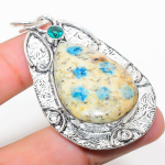 K2 Blue Azurite, Blue Topaz 925 Sterling Silver Jewelry Pendant 2.48 r3j22