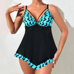 Naiste rannariided Suvine tankini &uuml;ksik ujumistrikoo Kaheosaline bikiini Pluss suurus 5XL sinine