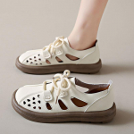 Naiste sandaalid Suvised ehtsast nahast k&auml;sitsi valmistatud naiste kingad Naiste lamedad naiste mokassiinid nahast kingad 41EU/CN42 beež