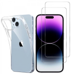 Coque Transparent pour iPhone 15 et 2 Film Verres Tremp&eacute; Protection Ecran Phonillico&reg;