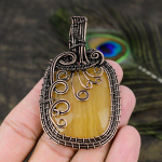 Yellow Fluorite Handmade Copper Wire Wrap Jewelry Pendant 2.96 r9r94