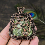 Banded Green Opal Handmade Copper Wire Wrap Jewelry Pendant 2.64 i8r25
