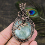 Aquamarine Handmade Copper Wire Wrap Jewelry Pendant 2.96 t3v41
