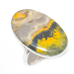 Bumble Bee Jasper Handmade 925 Sterling Silver Jewelry Ring Size 8.5 g0g47