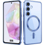 Coque pour samsung galaxy s25 - compatible avec chargeur sans fil - bleu - booling&reg;