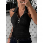 YYFS Naiste mood vabaaja suvekevadine &uuml;hev&auml;rviline prinditud varrukateta POLO kaelusega pluusid ja s&auml;rgid S