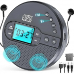 2000mAh Laetav Discman CD-m&auml;ngija Bluetoothi, FM, k&otilde;rvaklappide, LCD, AUX, k&otilde;lari, USB-ga - P&otilde;rutuskindel, Kaasaskantav autosse must