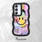 V&auml;rvitud muster Big Wave Edge pehme silikoon materjal Macaron telefoni &uuml;mbris p&otilde;rutuskindel kaitsev kummist korpus OnePlus Vivo Motorola Moto jaoks Vivo Y33S roosa