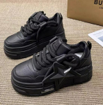 Euroopa naiste platvorm tossud: 2024 Kevad Kerged Mood Vabaaja Valged Kingad Paksude Taldadega 40 must