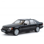 1/24 m&otilde;&otilde;tkava Mercedes Benz W140 320SEL Klassikaline sedaan Sulamist survevalatud mudelauto Heli ja valgus Laua kaunistus Kingitus s&otilde;brale must