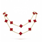 Neljaleheline Ristikheina Kaelakee Naistele Kahepoolne &Otilde;nnelik &Otilde;lek&otilde;rre Ripats Karneool 18k Roosa Kuld Kampsunikett