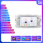HIZPO Intelligentne 2Din 7-tolline Android Auto autoraadio Ford Focus 2 Mondeo S/C Max Kuga Fiesta Fusion GPS-navigatsiooni, RDS-i, FM-i, DSP-i, UI7862 CarPlay jaoks S S6 8Core 6G 64G AI