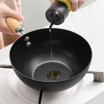 Iron Wok Cooking Pot with Glass Cover for Frying And Stewing on Various Cooktops 20cm