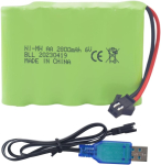6.0V 2800mAh AA Laetav aku SM-2P pistiku ja USB laadimiskaabliga &ndash; &Uuml;hildub mudelitega TB141 TB142 DE37 roheline