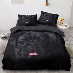 3D Loomadega Voodipesu Komplekt Armas Lemmikloom Must Koer Tr&uuml;kitud Tekikoti Komplekt Lastele T&auml;iskasvanutele Kodu Dekoor &Uuml;he Inimese Queen King Suurus Kingitus Armsad Koerad Eu Single 135x200cm